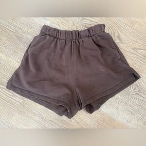 Garage Brown Cotton Fleece Lounge Shorts Women's XXS Elastic Waist